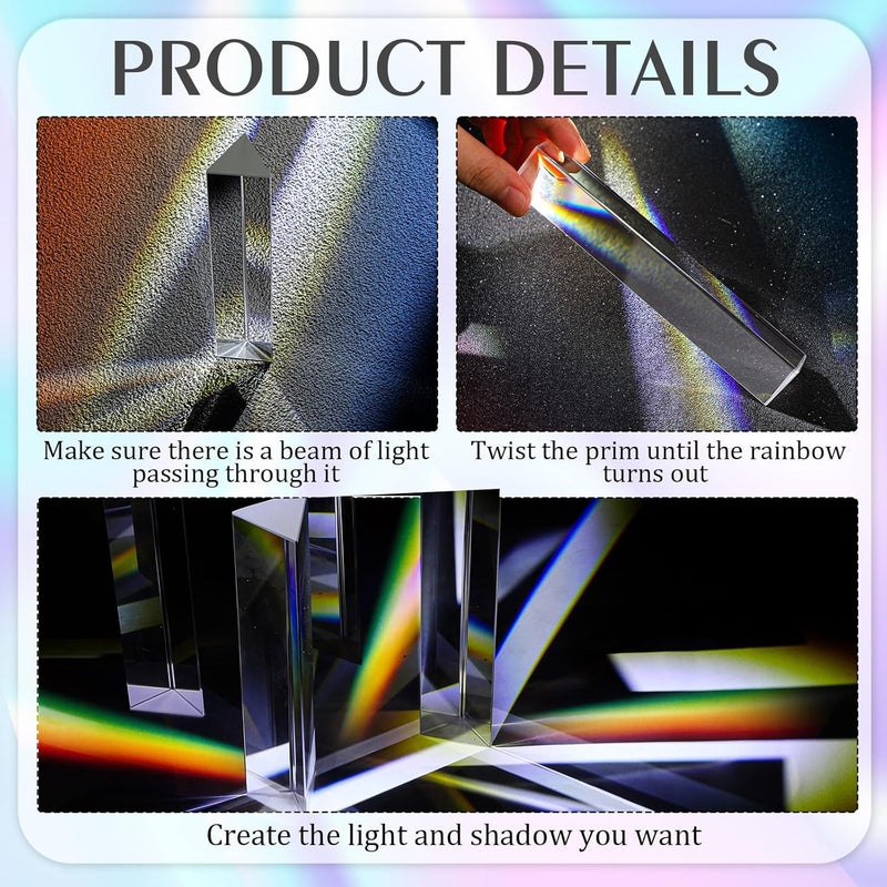 Copkim 4 Pcs Photography Crystal Prisms Optical Triangular Prism for Teaching Photography Kids Science Physics School Supplies(6 Inch) - Image 3